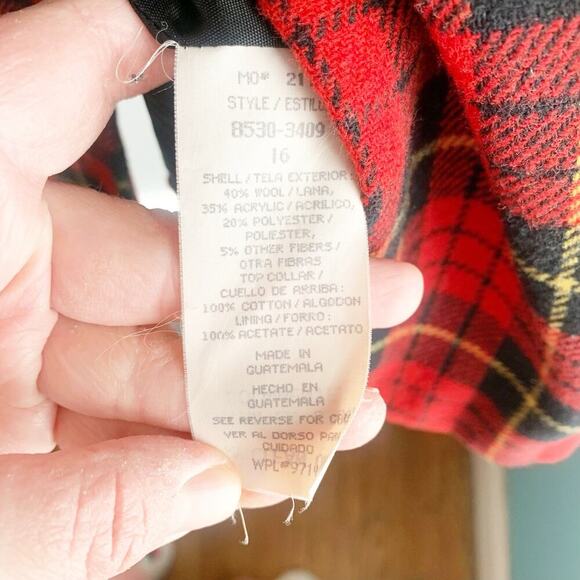 Saag Harbor Vintage Schoolboy Wool Blend Plaid Blazer Velvet Collar 16 Academia - Picture 9 of 13